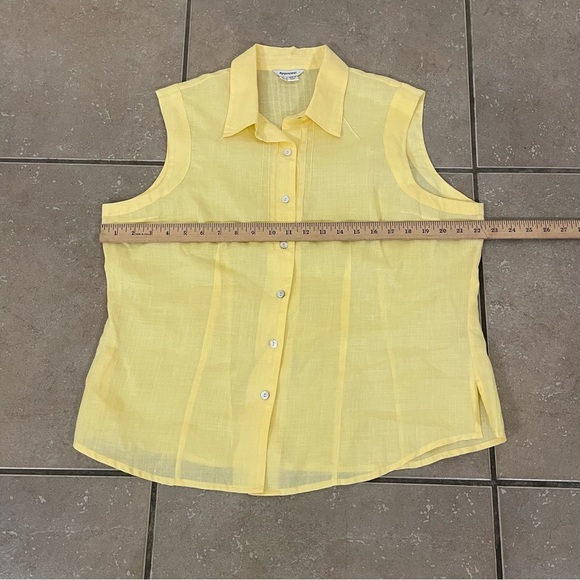 Appraisal Button Top Sleeveless Yellow Shirt  Ramie Back Seams Casual Summer XL - Picture 6 of 7